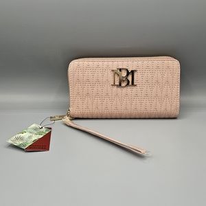 NWT Badgley Mischka Light Pink Gold Logo Wristlet Wallet